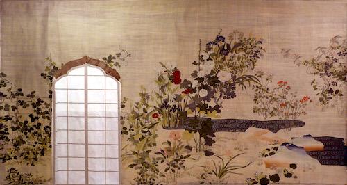 綴織壁張「光琳四季草花」