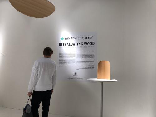 ©2019 Color Design Firm mayumi amimura<br>住友林業は2041年に創業350周年を迎える。古くから木に携わる企業として、その時までに350メートルの高さのビルを建てられるほどの知見を蓄えることを目指し、木材のもたらす効用について７つの点で語る展示を紹介、木の心地よさが反響を得ていた。
